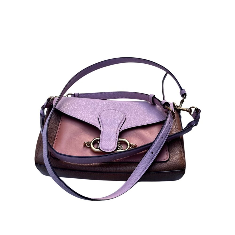 Coach Jade Shoulder Bag Women Pink Brown Colorblock Leather Horse Carriage 91070 - Picture 10 of 10